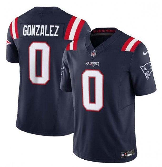 Men's New England Patriots #0 Christian Gonzalez Navy 2025 F.U.S.E. Vapor Limited Football Stitched Jersey