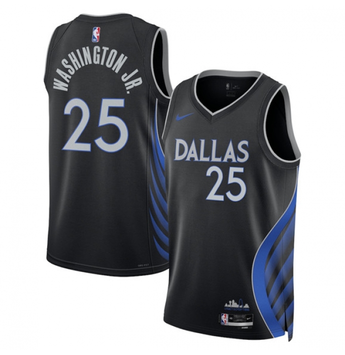 Men's Dallas Mavericks #25 P.J. Washington Black 2025-26 City Edition Stitched Basketball Jersey