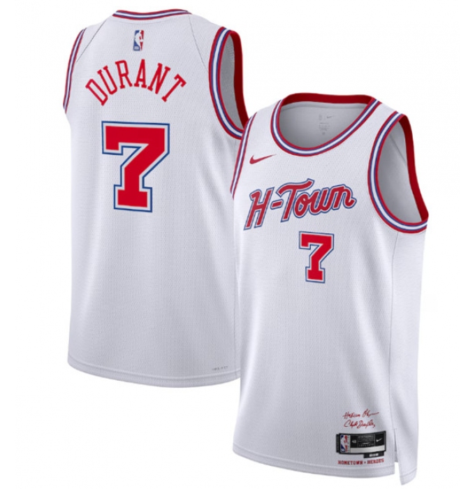 Men's Houston Rockets #7 Kevin Durant White 2025-26 City Edition Stitched Jersey