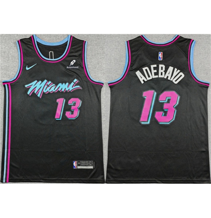 Men's Miami Heat #13 Bam Adebayo Black 2025-26 City Edition Stitched Basketball Jersey