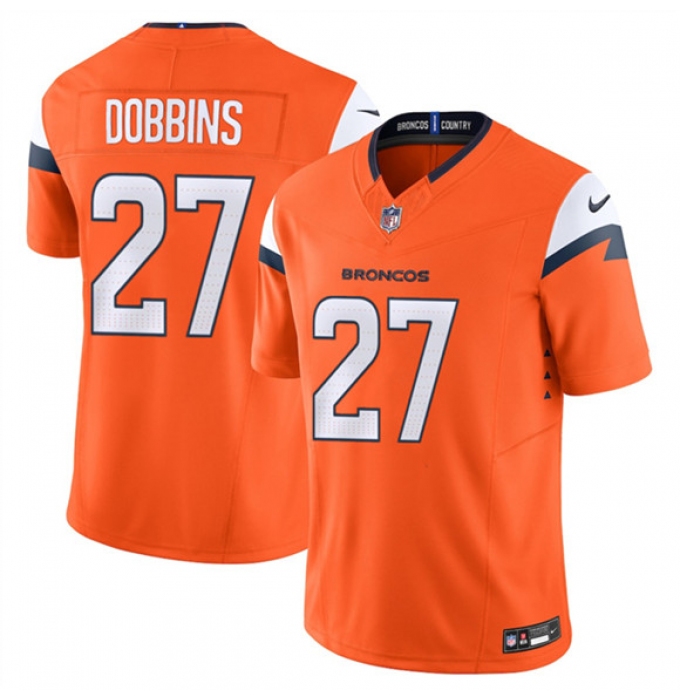 Men's Denver Broncos #27 J.K. Dobbins Orange 2025 F.U.S.E. Vapor Limited Football Stitched Jersey