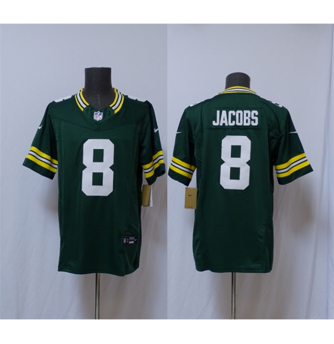 Men's Green Bay Packers #8 Josh Jacobs Green Vapor 2025 F.U.S.E. Limited Football Stitched Jersey