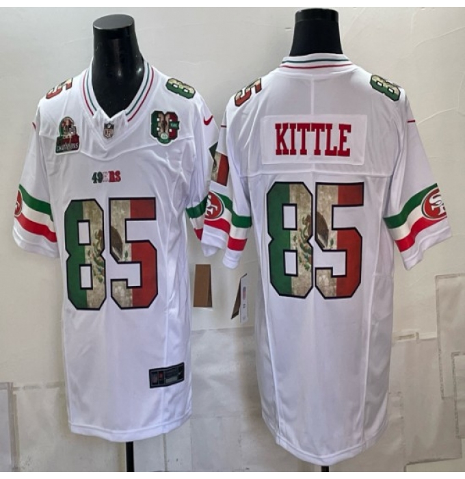 Men's San Francisco 49ers #85 George kittle White Mexico 80th Anniversary Five Time Super Bowl Champions 2026 F.U.S.E. Vapor Untouchable Limited Stitched F