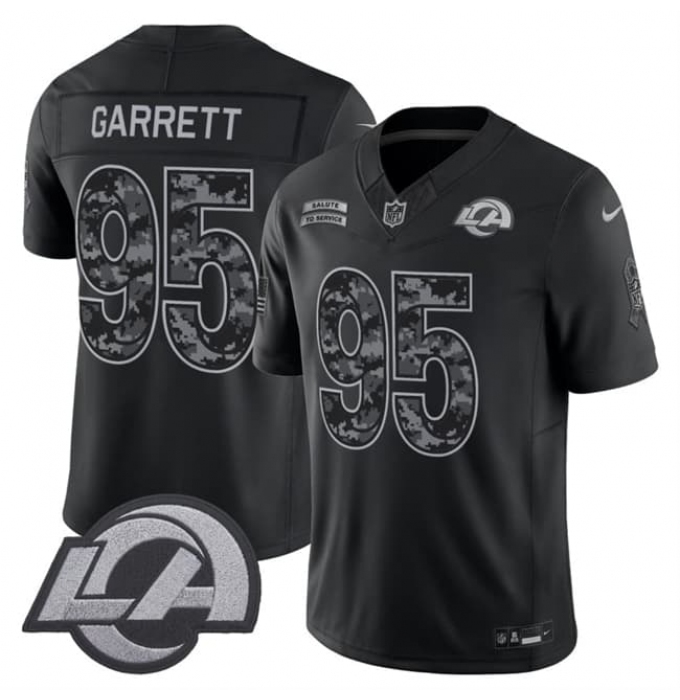 Men's Los Angeles Rams #95 Myles Garrett Black 2026 F.U.S.E. Salute to Service Limited Football Stitched Jersey