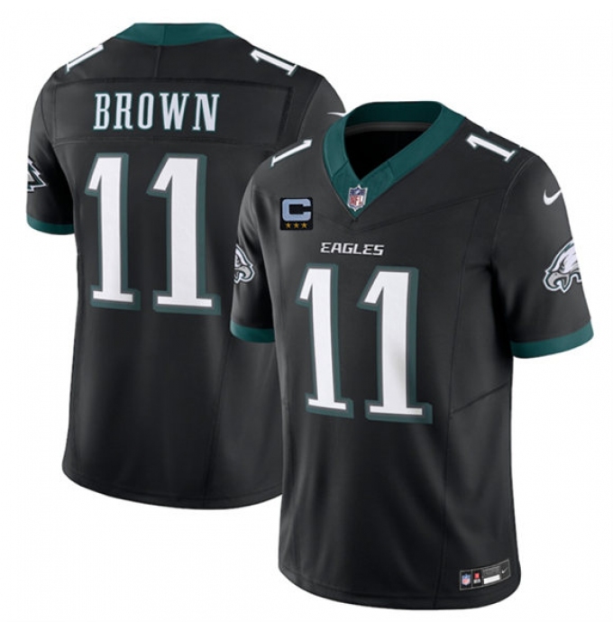 Men's Philadelphia Eagles #11 A.J. Brown Black 2025 F.U.S.E. With 3-Star C Vapor Untouchable Limited Football Stitched Jersey