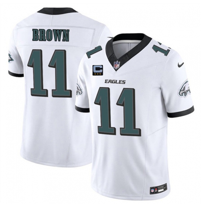 Men's Philadelphia Eagles #11 A.J. Brown White 2025 F.U.S.E. With 3-Star C Vapor Untouchable Limited Football Stitched Jersey
