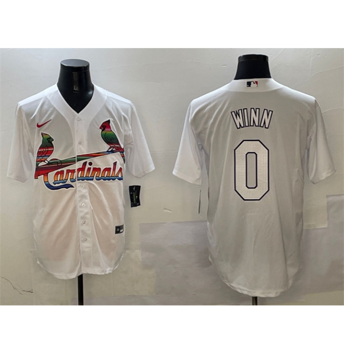 Men's St. Louis Cardinals #0 Masyn Winn White Cool Base Stitched Baseball Jersey