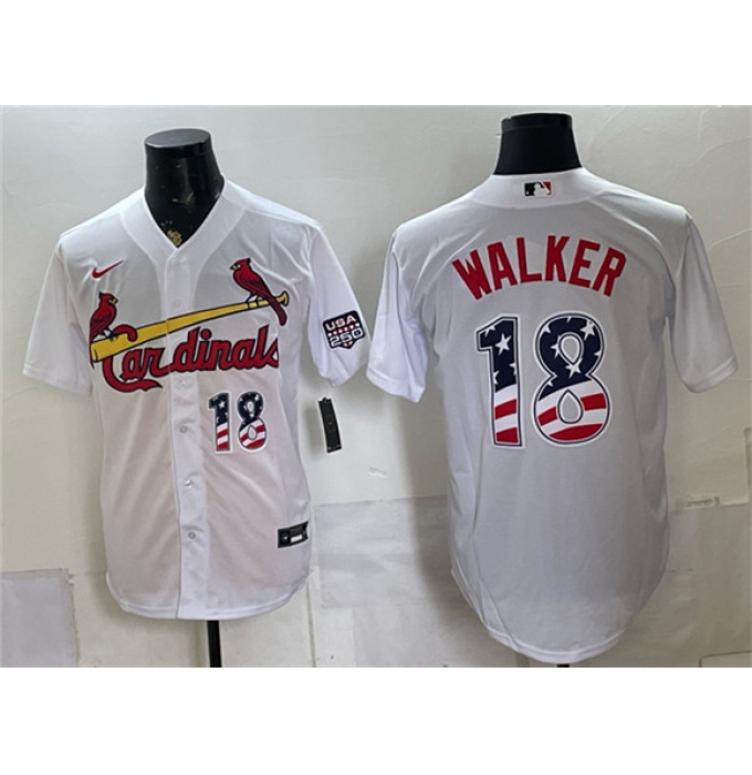 Men's St. Louis Cardinals #18 Jordan Walker White USA 250 Fourth of July Stitched Baseball Jersey
