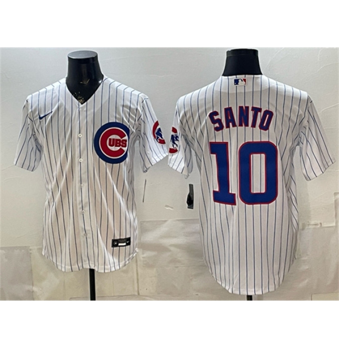 Men's Chicago Cubs #10 Ron Santo White Cool Base Stitched Baseball Jersey