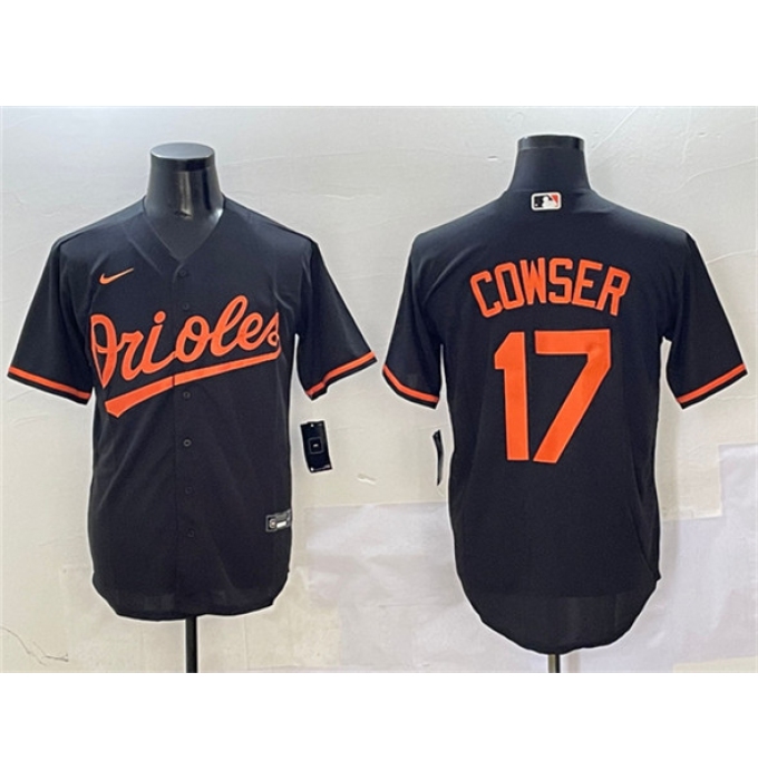 Men's Baltimore Orioles #17 Colton Cowser Black Cool Base Stitched Jersey