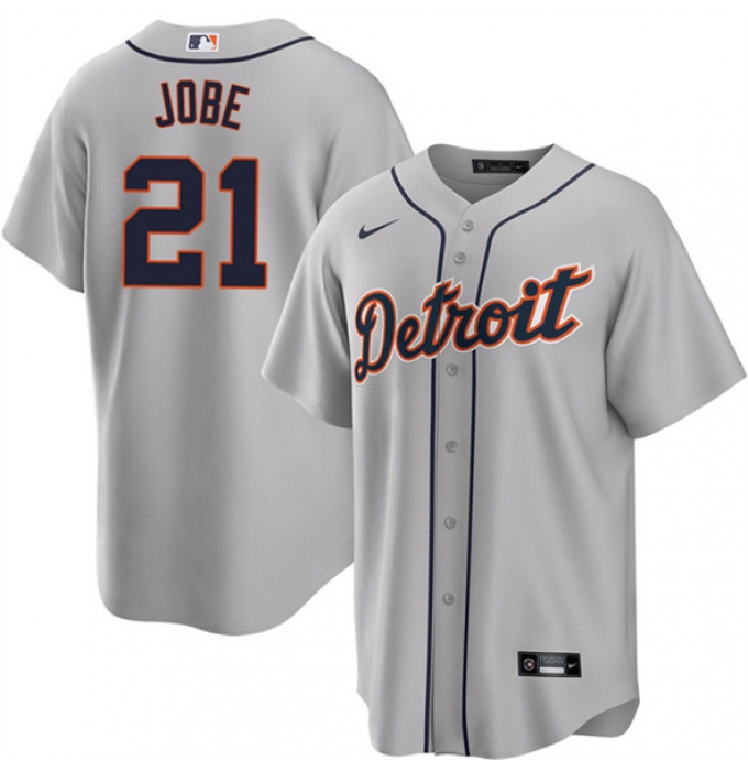 Men's Detroit Tigers #21 Jackson Jobe Gray Cool Base Stitched Baseball Jersey