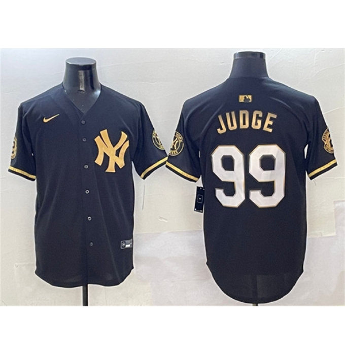 Men's New York Yankees #99 Aaron Judge Black Gold With Limited Stitched Baseball Jersey