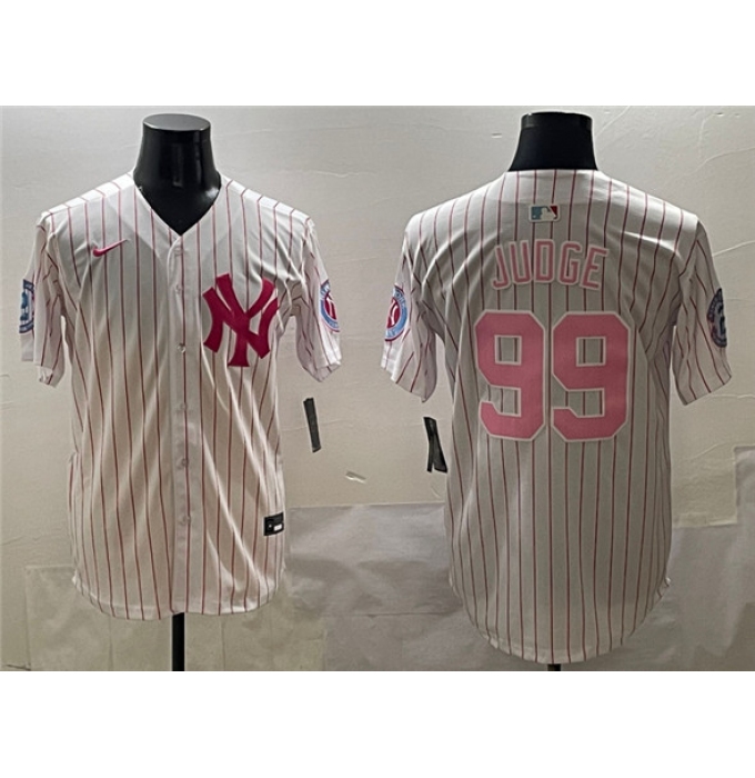 Men's New York Yankees #99 Aaron Judge Pink With Limited Stitched Baseball Jersey