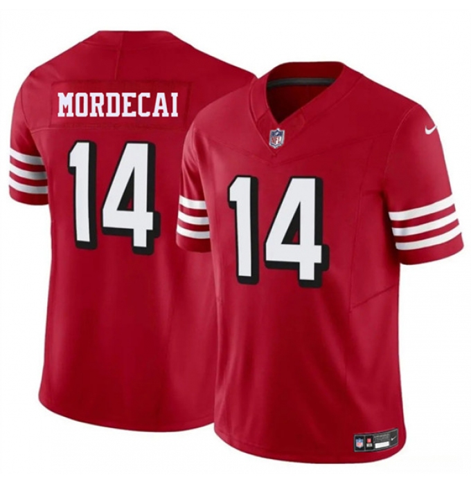Men's San Francisco 49ers #14 Tanner Mordecai New Red 2025 F.U.S.E. Vapor Untouchable Limited Football Stitched Jersey