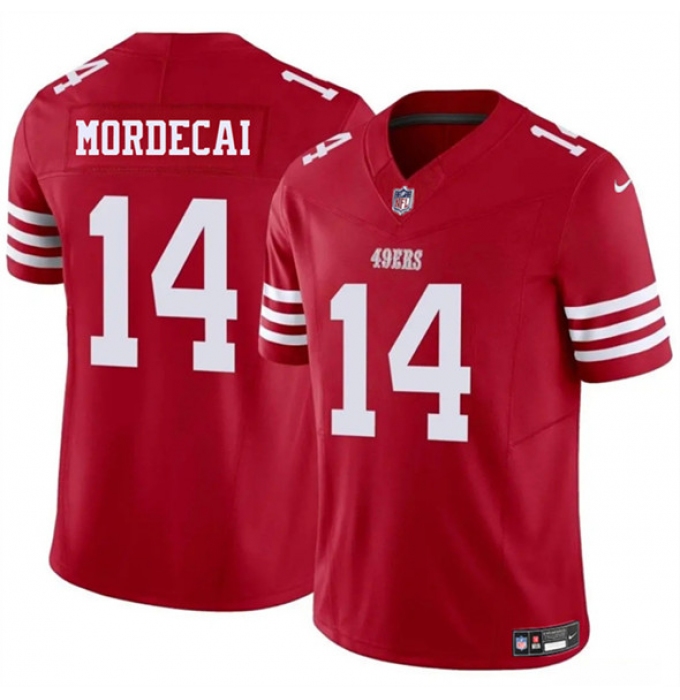 Men's San Francisco 49ers #14 Tanner Mordecai Red 2025 F.U.S.E. Vapor Untouchable Limited Football Stitched Jersey