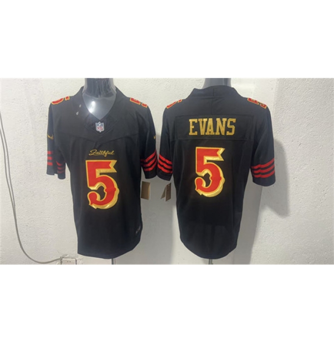 Men's San Francisco 49ers #5 Mike Evans Black Gold 2026 F.U.S.E. “Rivalries” Vapor Limited Football Stitched Jersey