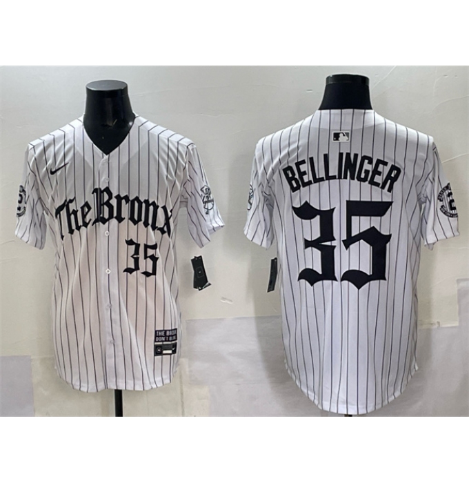 Men's New York Yankees #35 Cody Bellinger White Pinstripe 'Gothic Legacy Edition' Vapor Premier Limited Stitched Baseball Jersey
