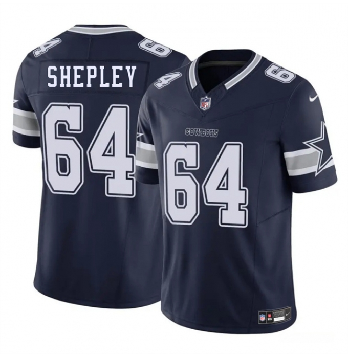 Men's Dallas Cowboys #64 Dakoda Shepleys Navy 2025 F.U.S.E. Vapor Untouchable Limited Football Stitched Jersey