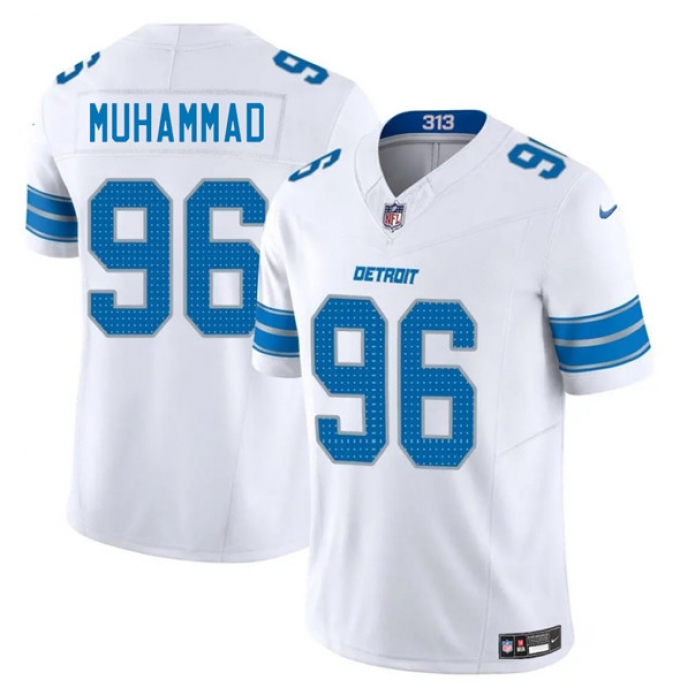 Men's Detroit Lions #96 Al-Quadin Muhammad White 2025 F.U.S.E. Vapor Limited Football Stitched Jersey