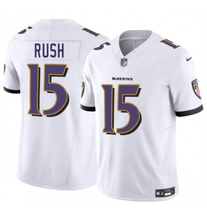 Men's Baltimore Ravens #15 Cooper Rush White 2025 F.U.S.E. Vapor Limited Football Jersey