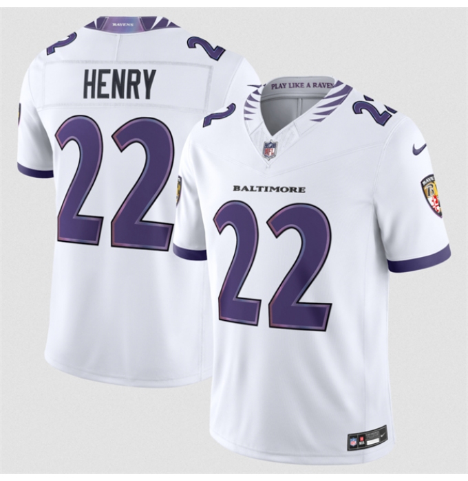 Men's Baltimore Ravens #22 Derrick Henry White 2026 F.U.S.E. Vapor Stitched Limited Football Jersey
