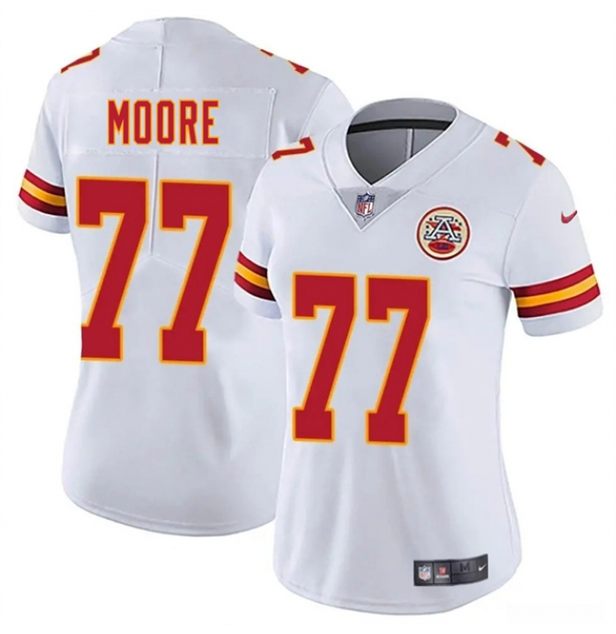 Women's Kansas City Chiefs #77 Jaylon Moore White 2025 Vapor Untouchable Limited Stitched Jersey(Run Small)